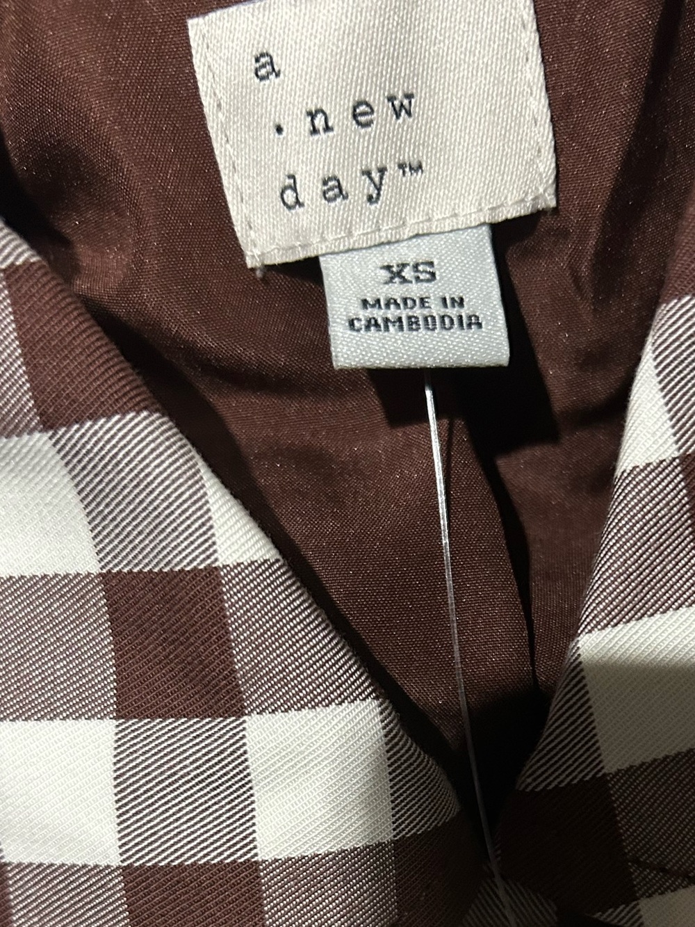 A New Day Women's Transitional Cropped Jacket Cotton-Lyocell Brown Gingham XS - Picture 4 of 5